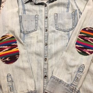 Serape elbow patch denim shirt